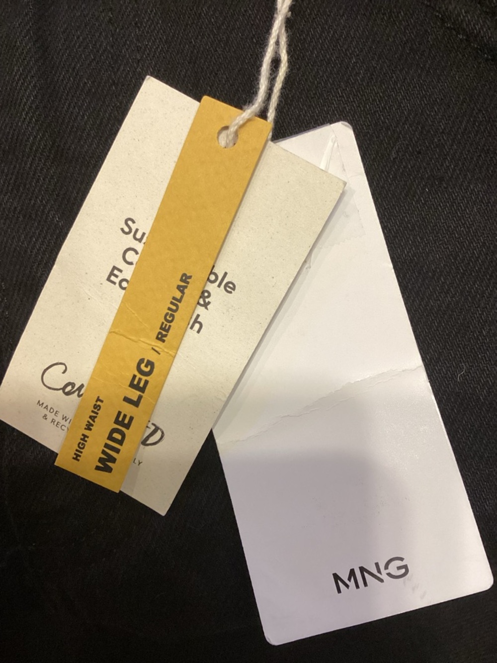 NWT MNG Black Wide Leg High Waist Denim Jeans Size 6 - Picture 6 of 8